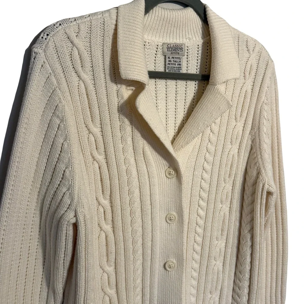 Vintage Fisherman Cream Cable Knit Button Front‎ Cardigan Sweater XL